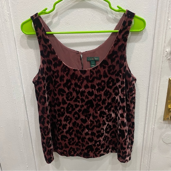 J. Crew Rose Leopard Velvet printed tank top size 2 - Picture 4 of 6